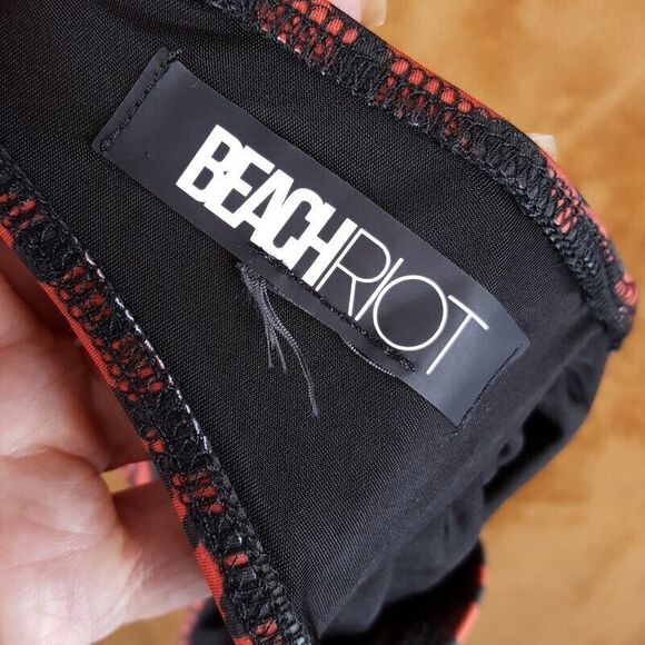 BEACH RIOT Womens Swimwear XS Red Leopard Bandeau Bikini Top - Picture 3 of 4